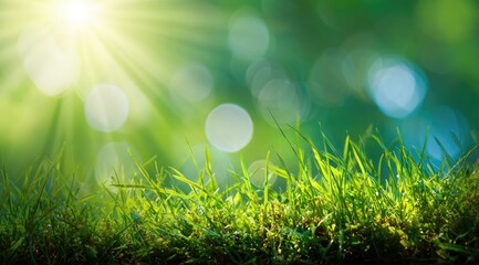 Lush green grass bathed in sunlight (1)