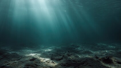 Underwater sunbeams illuminating seabed