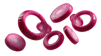 Red Onion Rings on Transparent Background

