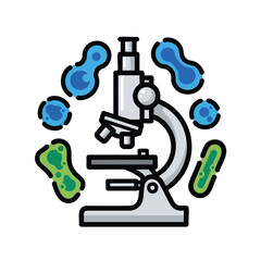 Vector Illustration of a Microscope and Cells.