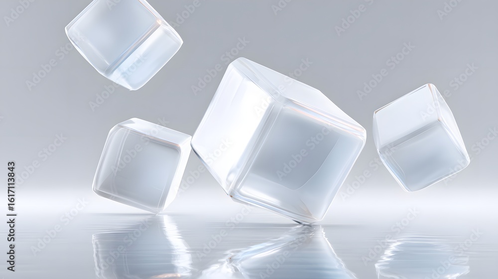 Poster abstract three-dimensional translucent cubes.
