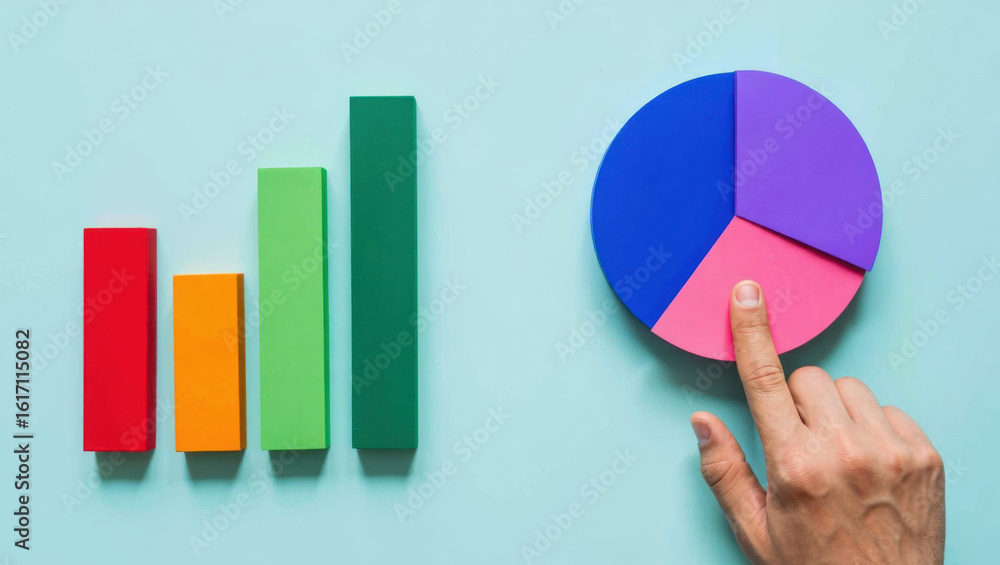 Aufkleber data analysis and business intelligence with statistical charts and graphs, financial performance re
