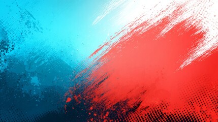 an abstract graphic with a strong contrast between red and blue hues, with white speckles adding texture to the design. it appears to be a digital art piece with a vibrant, pixelated style