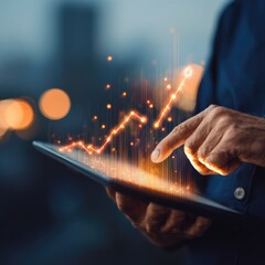 "An investor checking a growing portfolio on a digital tablet