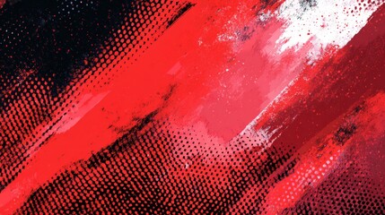 this is an abstract artwork featuring a combination of bold shapes and geometric patterns with splashes of color that create a dynamic visual effect