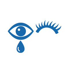 Blue Eye Icon with a Tear Droplet and Winking Eyelash.