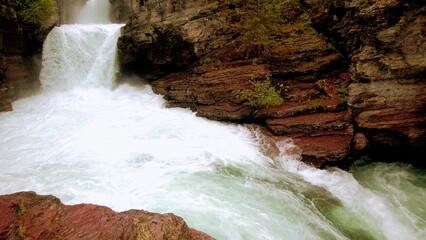 waterfalls through rock