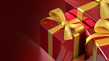 The Red Gift box  for celebration or Holiday concept 3d Rendering.
