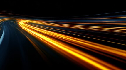 Abstract yellow lines speed light effect. Illuminated traffic lanes --ar 16:9 --v 7 Job ID: d7612be2-85f0-457f-af8c-54bfa2b2adf4