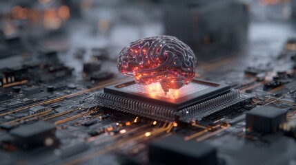 advanced AI chip architecture, digital brain circuits, futuristic glowing board, 3D realistic render --ar 16:9 --v 7 Job ID: 8cbeb6cd-e887-4ecf-a3c6-7fefe47644ea