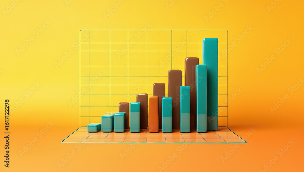Poster elevate your business strategy a captivating 3d render of a bar graph showcasing growth and success 