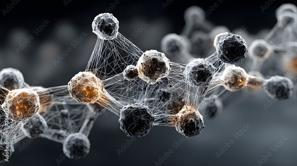 Poster complex molecular structure with intricate connections.