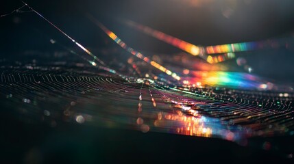 Spider web colorful rainbow light
