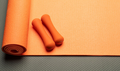 fitness background banner with accessories and free space for text