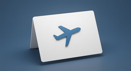 Fototapeta premium Airplane Icon on White Card: Minimalist Travel Concept