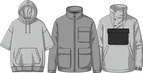 Set of Apparel Mockups Collection Men's jacket.