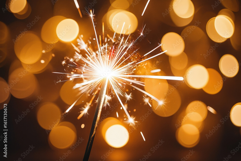 Aufkleber sparkling celebration a single sparkler ignites with a burst of light, creating a festive atmosphere