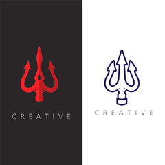 Powerful Trident Logo Design with Sharp Edges and Royal Mythological Weapon Symbol