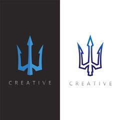 Trident Design Logo Symbolizing Strength, Victory, and Ocean Power