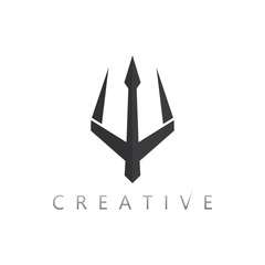 Luxury Trident Vector Logo for Premium Brand with Golden Royal Weapon Motif