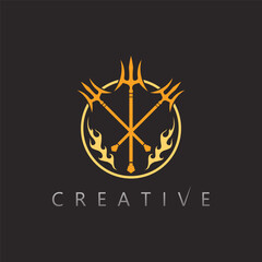 Mythical Ocean Trident Logo Concept for Fantasy Brand and Gaming Icon Identity