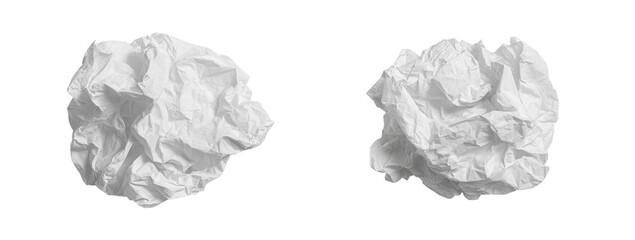Two crumpled pieces of white paper