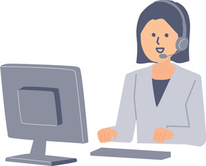 顧客対応する女性のイラスト