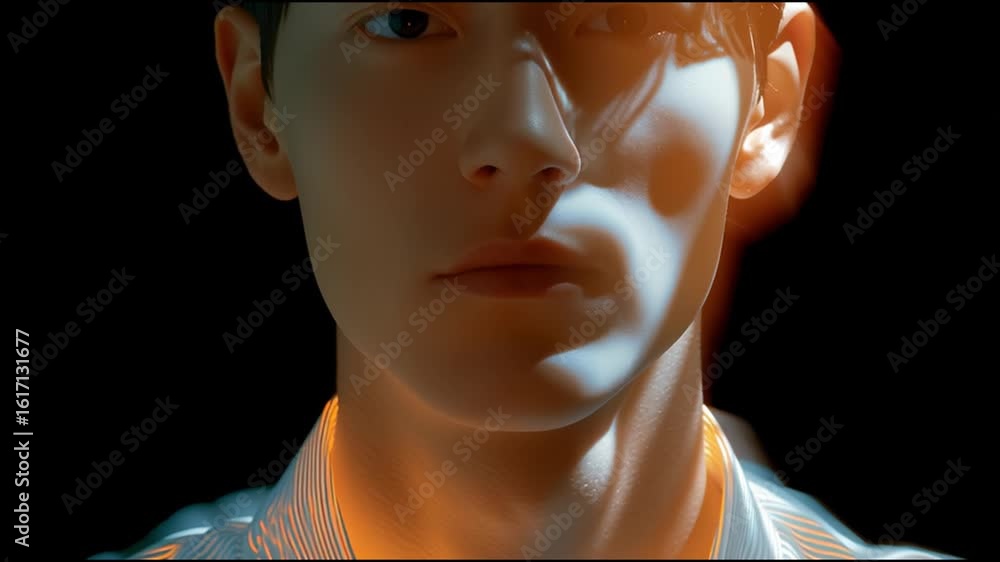 Poster exploring the interplay of light and shadow on human forms at an art installation in a dimly lit spa