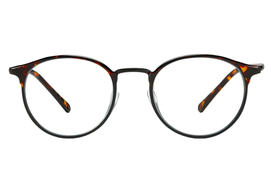 Round eyeglasses with tortoiseshell pattern
