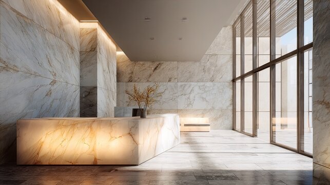 Modern marble hotel reception