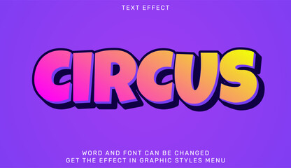 Bold cartoon circus-themed 3d text effect on vibrant background