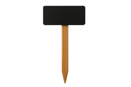 Black rounded rectangle sign on wooden stick with transparent background, perfect for adding custom text or graphics - Powered by Adobe