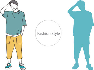 おしゃれなファッションスタイルの男性イラスト素材