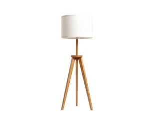 Stylish Tripod Floor Lamp with Natural Wood Legs and White Shade &ndash; Home Decor Element