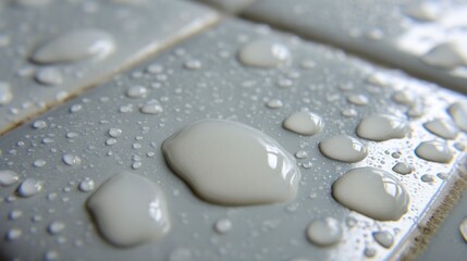 Water droplets on gray tiles