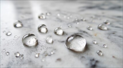 Water droplets on marble surface
