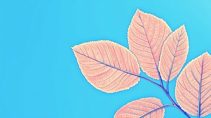 Fresh pastel leaves against a vibrant blue background during daytime