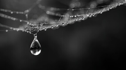 Water droplets on spiderweb