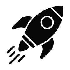 Black Rocket Launch Icon - Startup, Innovation, Success Symbol