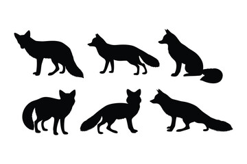 Fox silhouette vector set, Wolf silhouettes