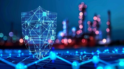 Shield representing the safeguarding of ukraine   s vital infrastructure from various threats