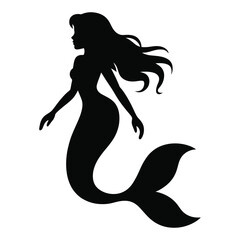  Elegant Mermaid Silhouette - Fantasy Ocean Creature Vector Icon