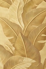 Close-up view of a textured background.  Beige, sculpted leaves fill the image, creating a tropical leaf pattern.  The leaves are detailed and overlapping, offering a rich visual texture