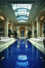 Luxurious indoor pool with sunroom