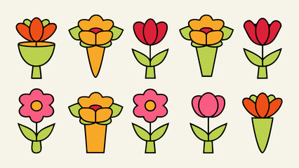 A vibrant collection of assorted garden flowers presented in a beautiful artfully arranged botanical display with a charming aesthetic