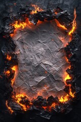 Fiery frame of molten rock encircles crumpled paper