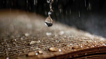 Raindrops on aged book
