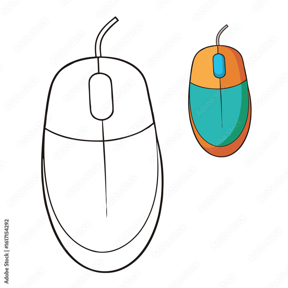 Poster a vibrant colored computer mouse with a sleek design, smooth curves, and ergonomic grip—perfect for 
