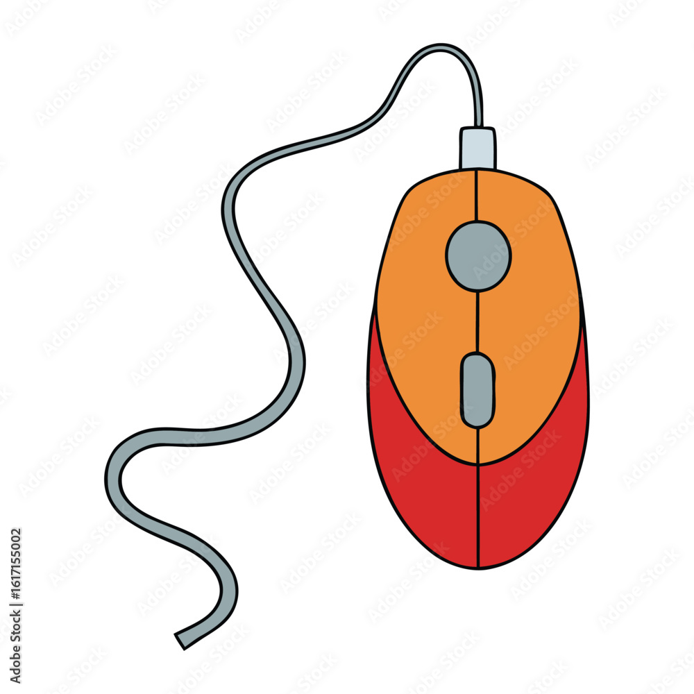 Poster a vibrant colored computer mouse with a sleek design, smooth curves, and ergonomic grip—perfect for 
