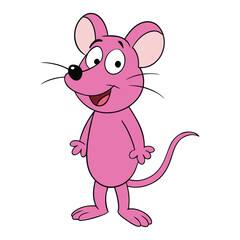A cute pink mouse with big round ears, tiny paws, and a cheerful smile—full of charm and curiosity, always ready for fun and tiny adventures.
